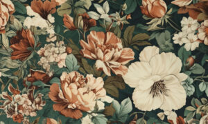 Luxe fotobehang met pioenrozen op fluweelgroen