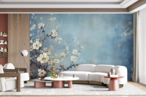 Verweerd behang met hemelsblauwe sfeer