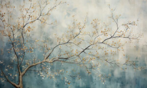 Impressionistisch fotobehang met herfstbladeren