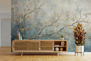 Artistieke print met gouden herfstblad