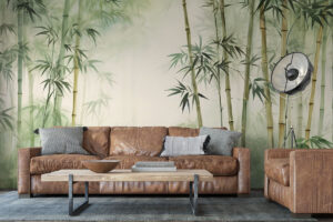 Natuurlijke print met mist en bladeren