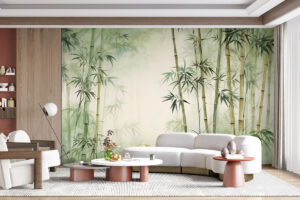 Mistige Aziatische bamboe illustratie