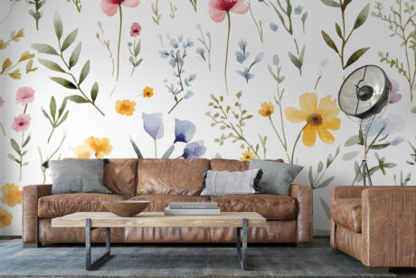 Roze en paarse bloemen op witte achtergrond