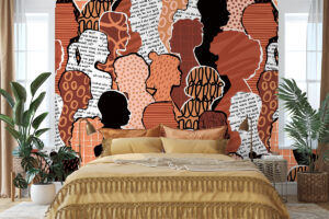 Abstracte figurenwand in zwart-wit