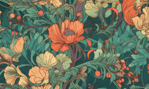 Art Nouveau fotobehang met bloemen