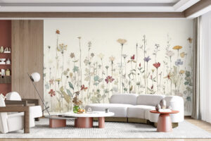 Aquarelprint met zachte natuurstijl