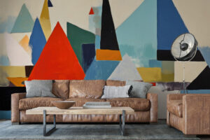 Moderne kunstwand met ritmisch patroon