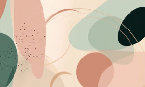 Modern fotobehang met poederroze en gouden accenten.