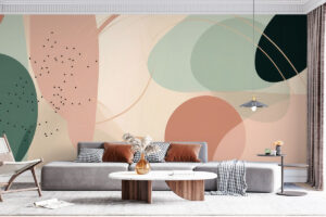 Wanddecoratie met vloeiende verfstructuur.