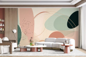 organische vormen in roze en goud