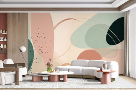 organische vormen in roze en goud