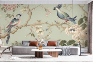 botanisch dessin met mintgroene achtergrond