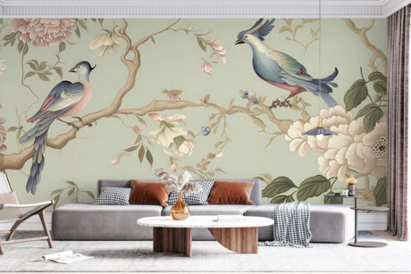 botanisch dessin met mintgroene achtergrond