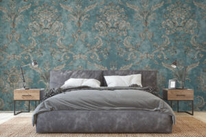 Tijdloze print in zilver en turquoise.