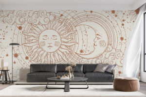 Bohemian behang met zon en sterren
