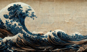 Japans fotobehang met Hokusai golf