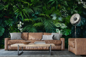 Wanddecoratie met groene junglebladeren