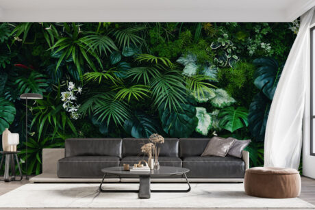 Botanisch ontwerp in donkergroen