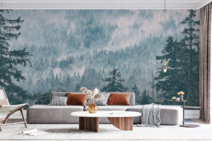 Scandinavisch bosbehang met rustgevende sfeer