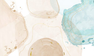 Fotobehang met aquarelstructuur in turquoise en goud