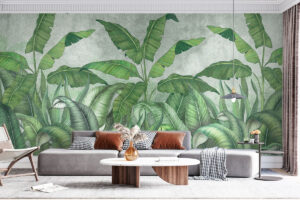 Bananenblad illustratie op verweerde achtergrond