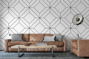 Modern lijnenspel op muur