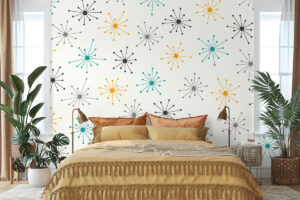 Turquoise en mosterd starburst motief