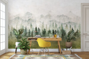 Naaldbos in aquarelstijl