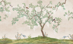 Reigers en bloesems in klassieke stijl