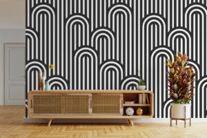 Zwart witte geometrische wandprint