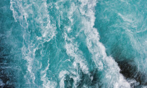 Fotobehang met turquoise golven