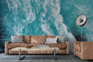 Maritieme muurprint met schuimpatroon