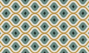 Fotobehang met retro golven in saliegroen