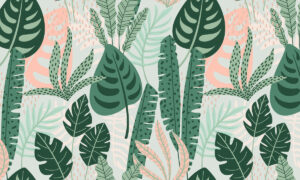 Fotobehang met tropische bladeren