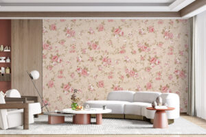 Behang met zachte rozenprint