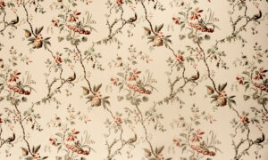 Behang met bloesems in terracotta tinten